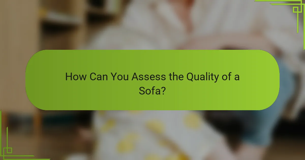 How Can You Assess the Quality of a Sofa?