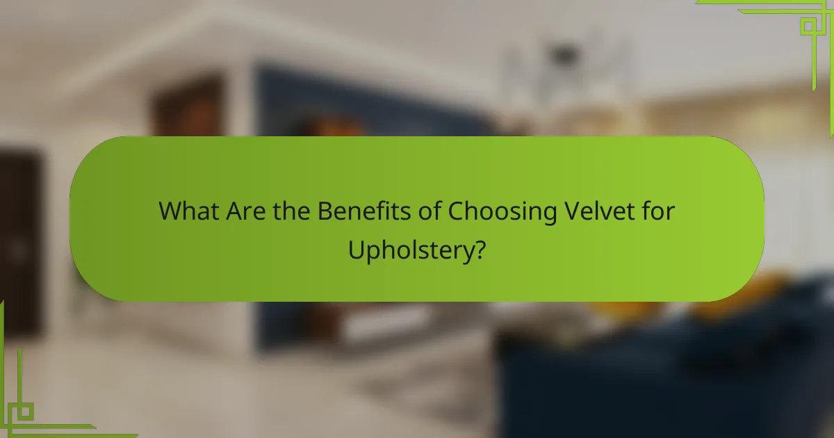 What Are the Benefits of Choosing Velvet for Upholstery?