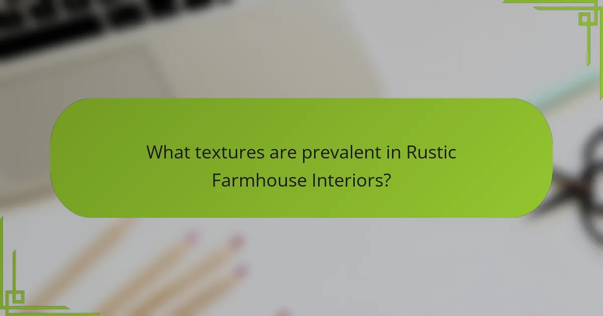 What textures are prevalent in Rustic Farmhouse Interiors?