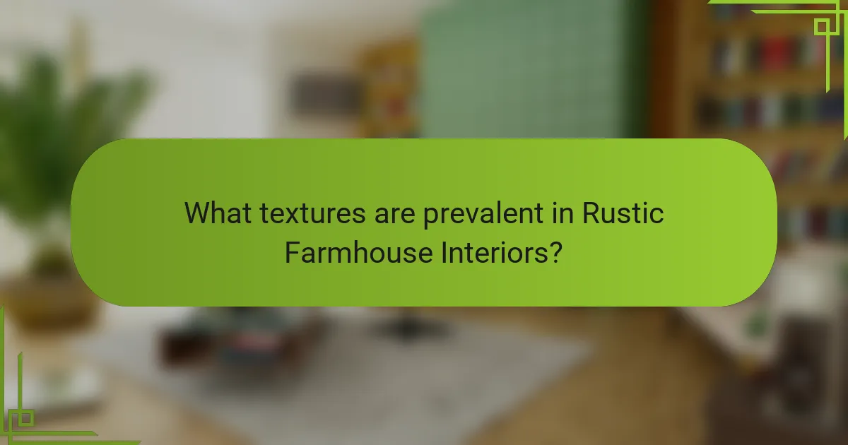What textures are prevalent in Rustic Farmhouse Interiors?